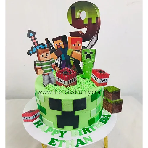 Mine Craft toys chocolate cake