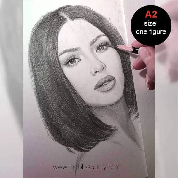 A2 Size Pencil Art – One Figure without Frame (Black &amp; White)