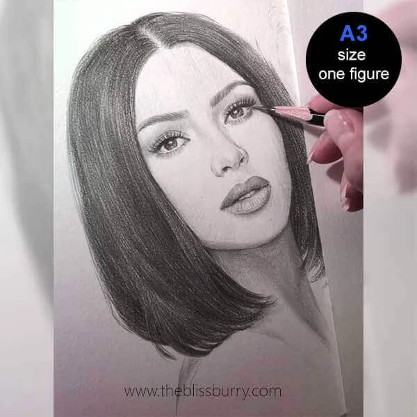 A3 Size Pencil Art – One Figure without Frame (Black &amp; White)