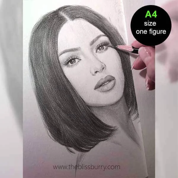 A4 Size Pencil Art – One Figure without Frame (Black &amp; White)