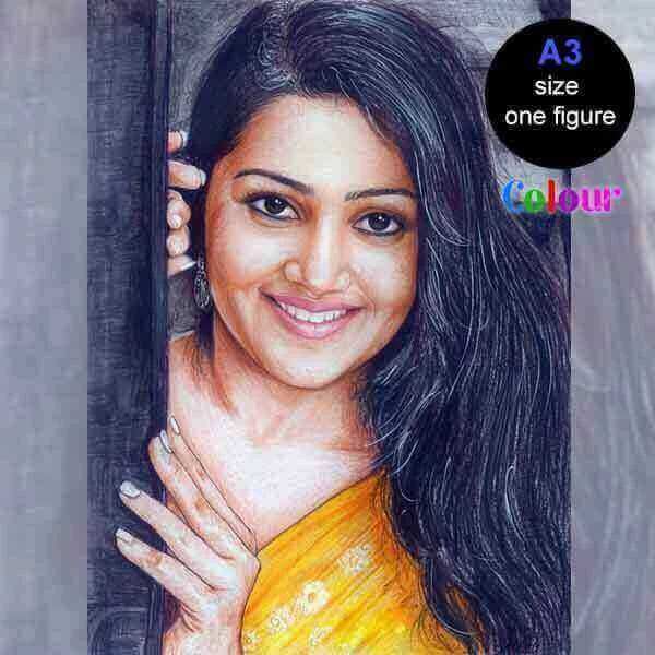 A3 Size Pencil Art – One Figure without Frame (Colourful)