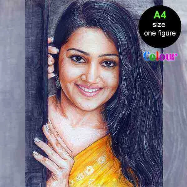 A4 Size Pencil Art – One Figure without Frame (Colourful)