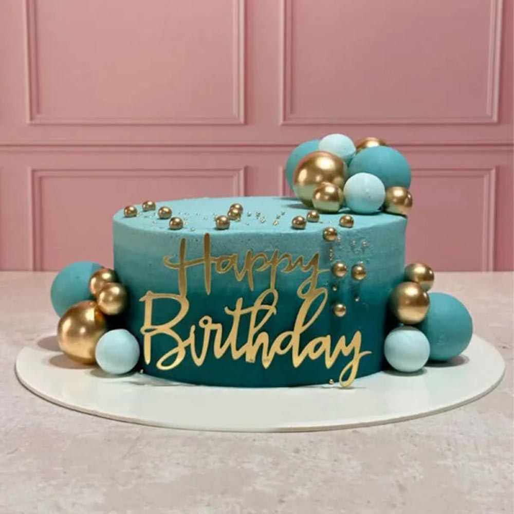 Classic Blue &amp; Gold Cake