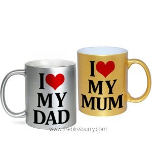 Couple Gold and Silver Mugs - Mom|Dad