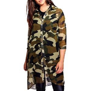 Camo Print Trendy Long Top (L)