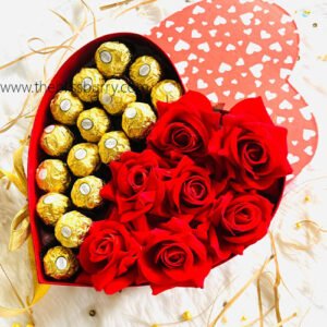 Fresh red rose chocolate heart
