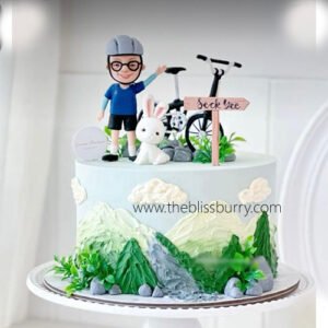 Cycling Boy Bunny Cake - 1kg