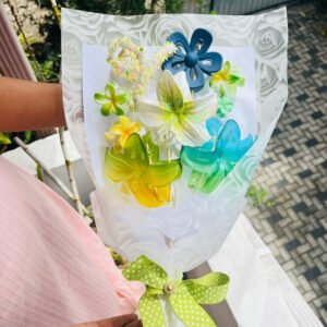 Greenish Hair Clip Bouquet - Image 1